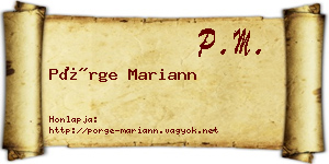 Pörge Mariann névjegykártya