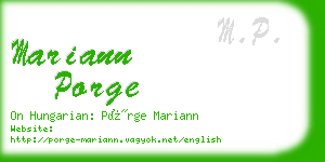 mariann porge business card