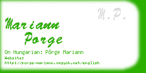 mariann porge business card
